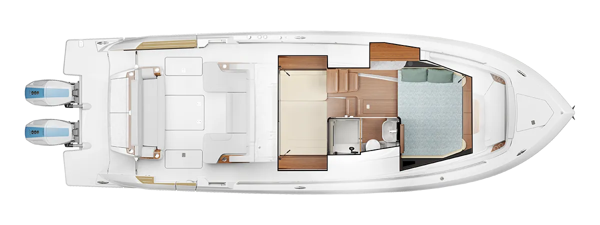 39 LS Interior Plan View with Optional Berth Conversion - Horizontal