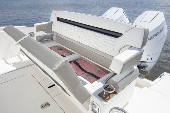 Tiara Yachts 34 LS | Aft Sliding Bench Seat Storage