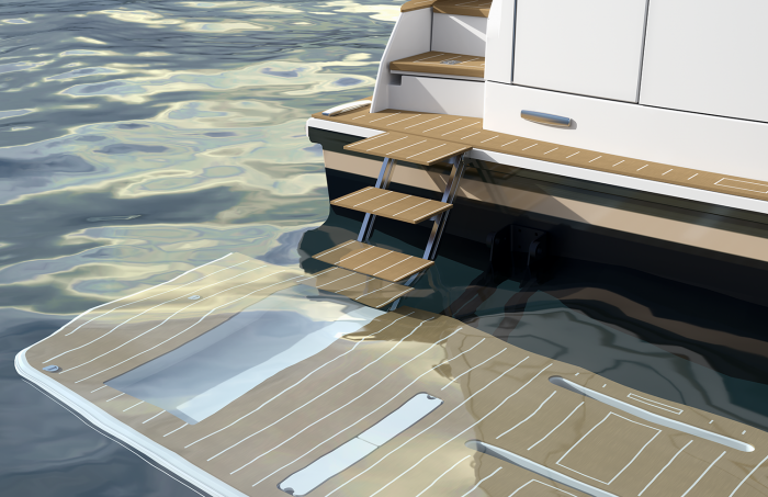 Tiara Yachts EX 54 | Hydraulic Swim Platform with Disappearing Stairway 