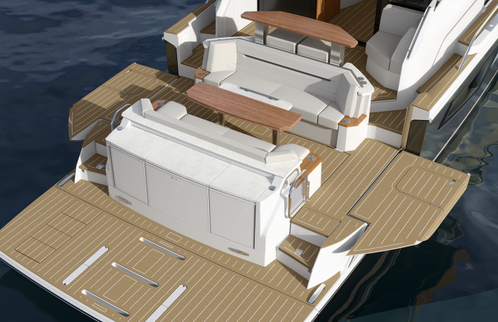 Tiara Yachts EX 54 | Port and Starboard Side Terraces Deployed