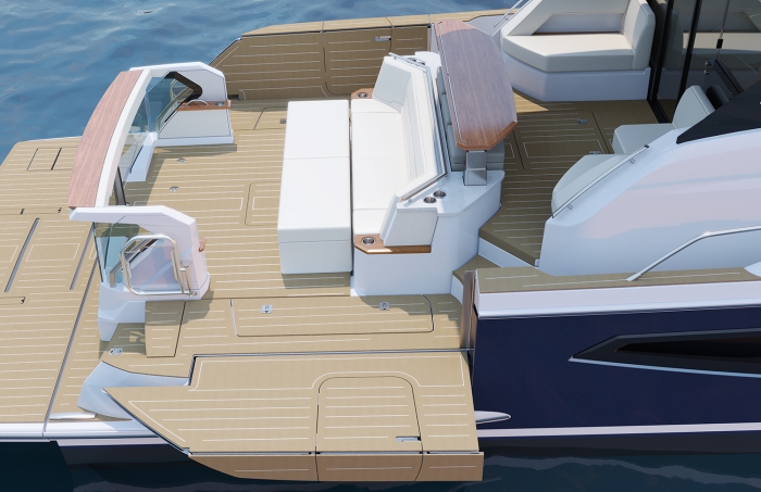 Tiara Yachts EX 60 | Ottomans with Storage and Manual Lockdowns