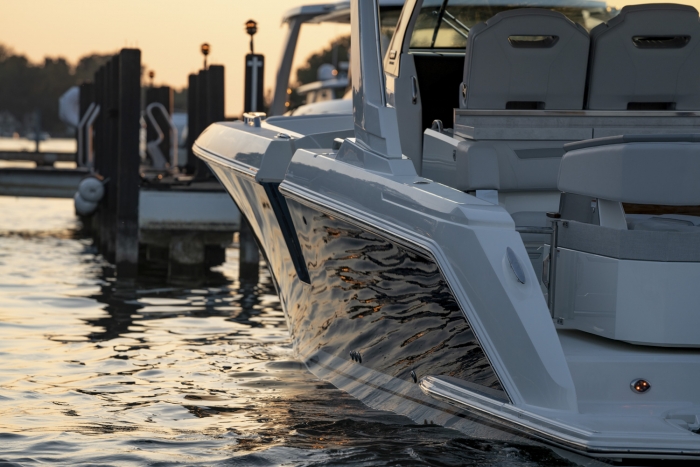 Tiara Yachts 38 LS | Portside boarding door with removable swim ladder