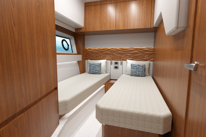 EX 60 Third stateroom with adjustable twin berths