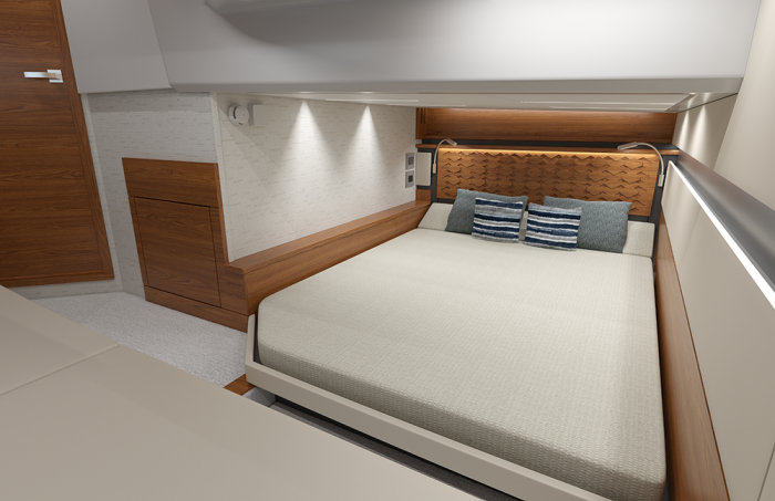 Tiara Yachts 43 LE | Guest Stateroom - Fabric Package: Ocean Wave