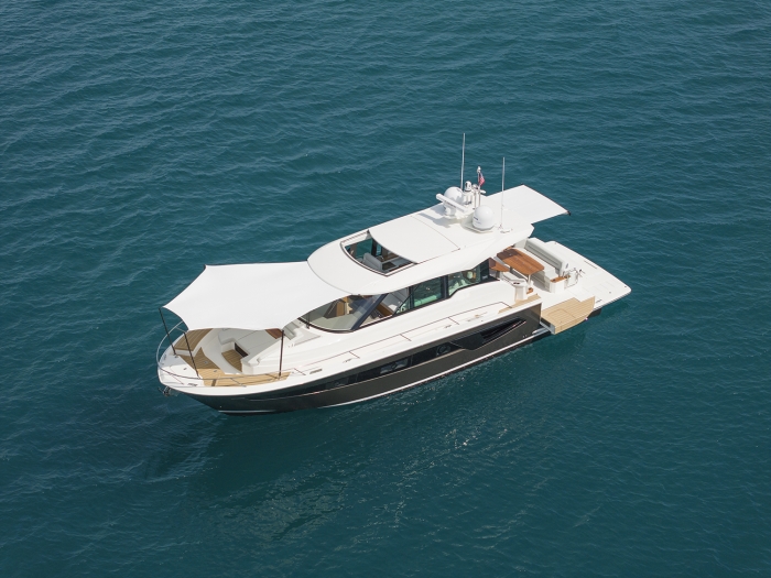 Tiara Yachts EX 54 | View from Above Showing Mediterranean Sun Shade