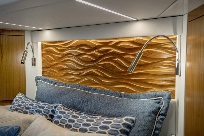 Tiara Yachts EX 60 | Guest Stateroom Carved Headboard