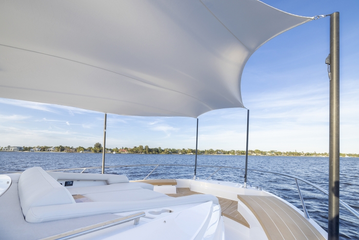 Tiara Yachts EX 54 | Mediterranean Sun Shade Over Bow Lounge